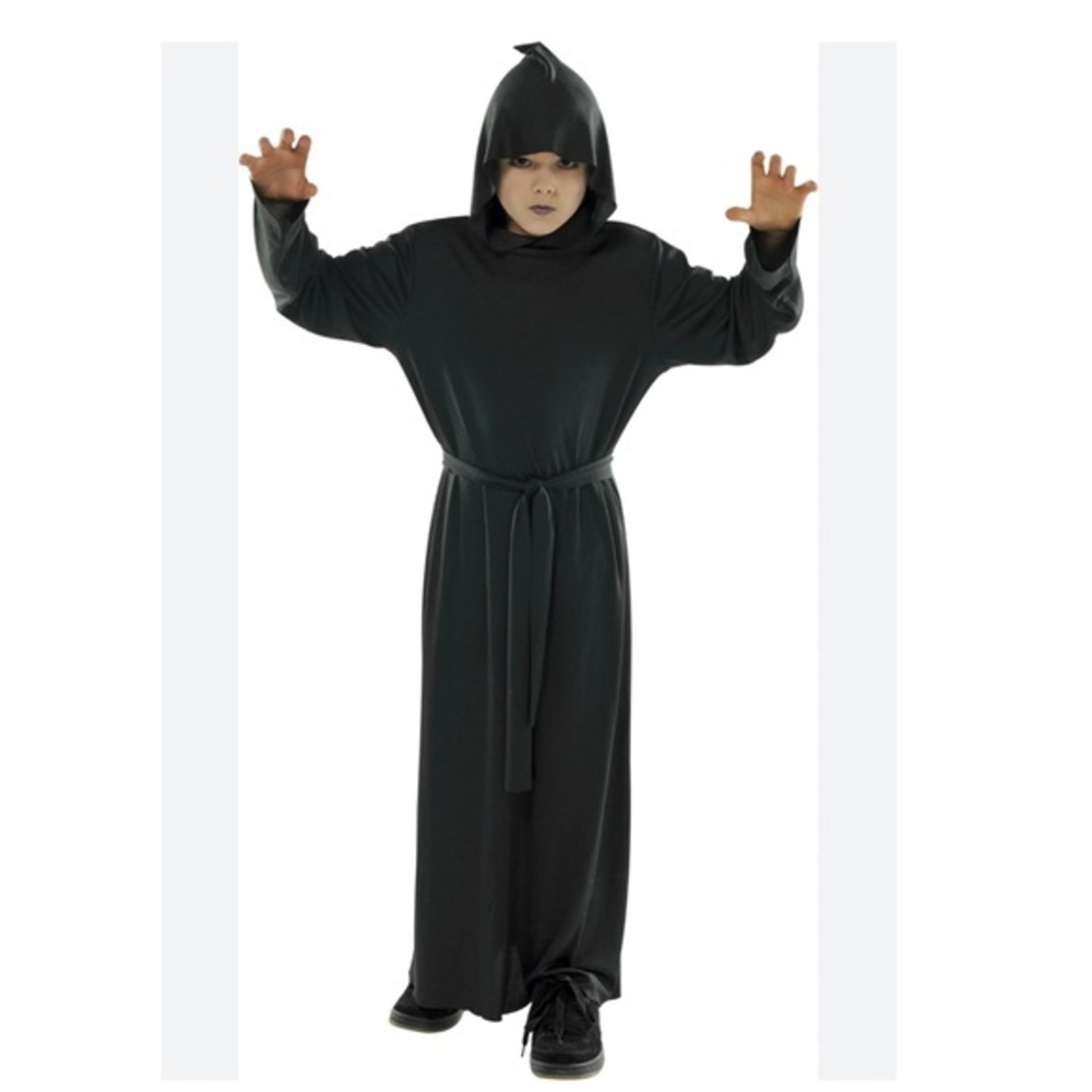 SHADOW PHANTOM kids black hooded robe Halloween costume size child standard